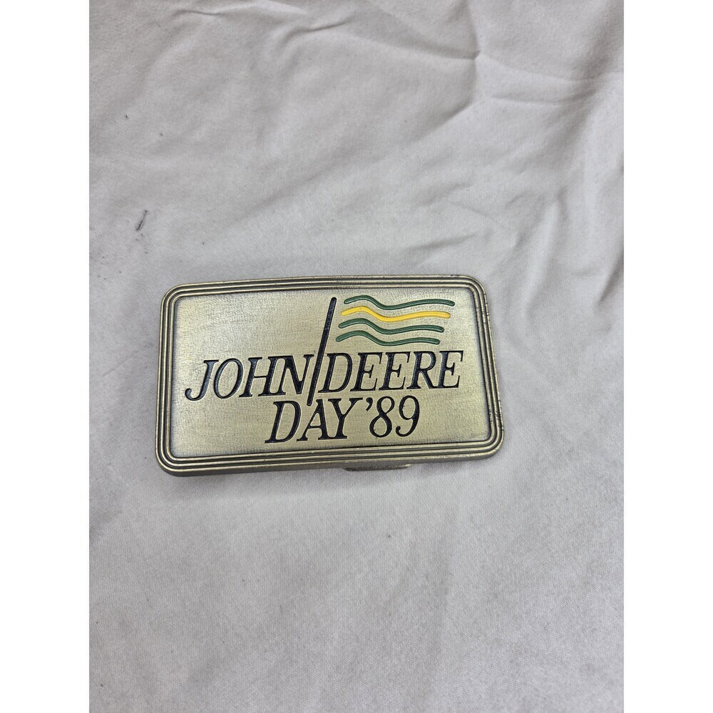 John Deere Day 1989 Belt Buckle - Gold Tone Rectangular Collectible